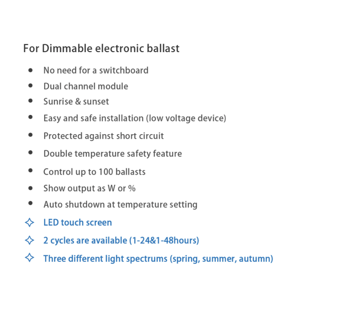 0-10V Dimming Smart LED/HPS Grow Light Controller Systerm Indoor Plant Grow Lighting Controller