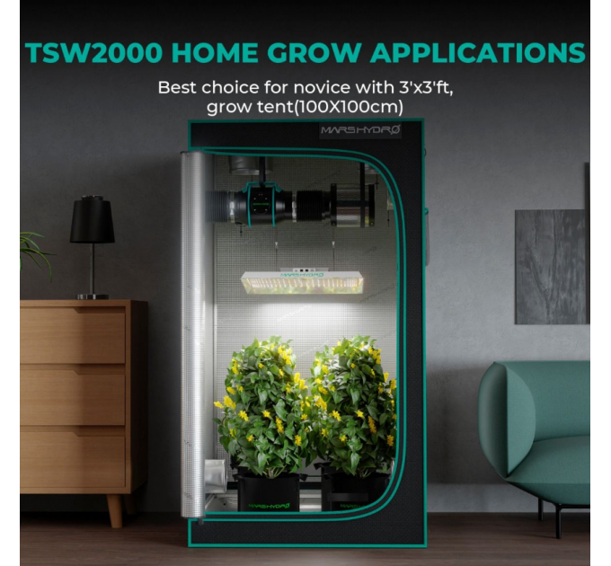 Світлодіодна лампа Mars Hydro TSW 2000 Full Spectrum Dimmable 300 Вт