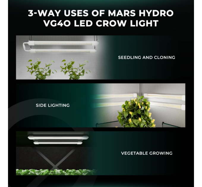 Світлодіодний світильник VG40 40W T5 60см для вирощування розсади та вегетації кімнатних рослин