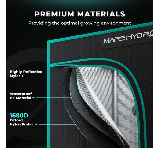 Гидропонная палатка 60х60см для выращивания -60x60x140 см