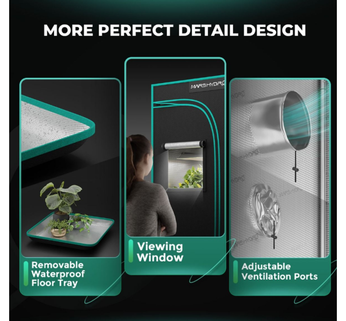 Гідропонний намет для вирощування -80x80x160 см