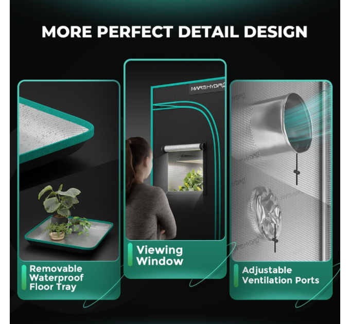 Гідропонний намет для вирощування -100x100x180 см