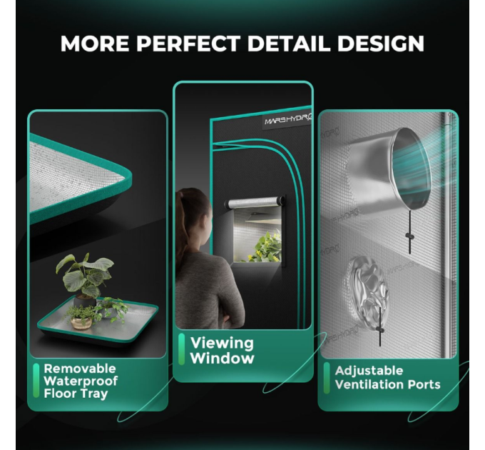 Гидропонная палатка 60х60см для выращивания -60x60x140 см