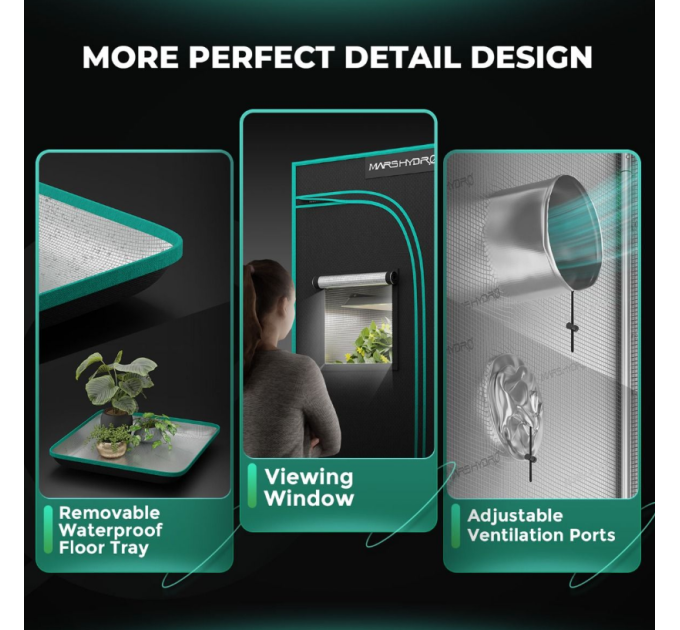 Гидропонная палатка для выращивания -120x120x200 см