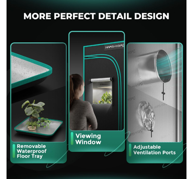 Гідропонний намет для вирощування -70x70x160 см