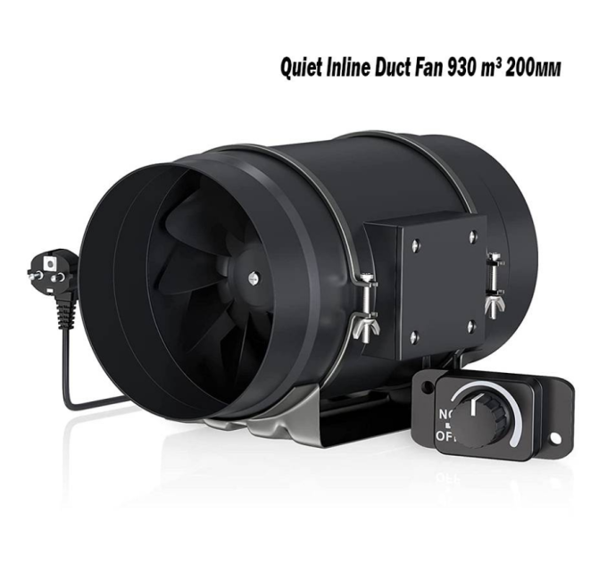 Канальный вентилятор с контроллером скорости Quiet Inline Duct Fan 930 m³ 200мм