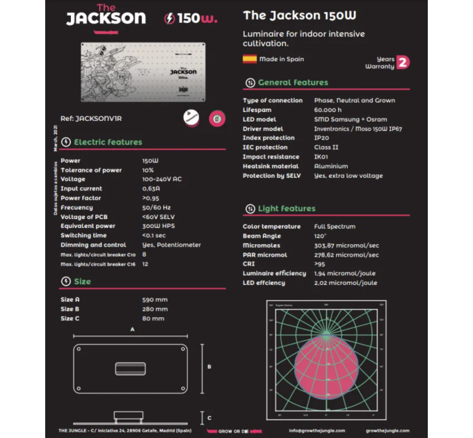 LED лампа THE JACKSON 150W V1, the Jungle (ручний димінг)