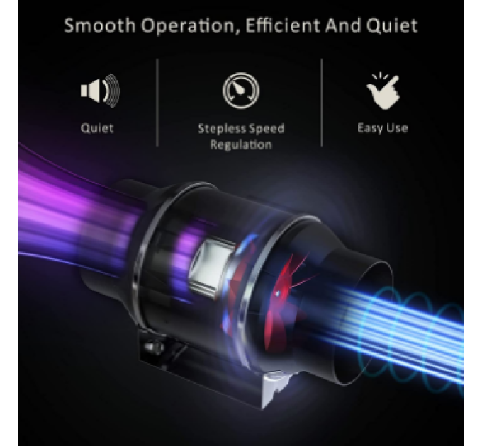 Канальный вентилятор с контроллером скорости Quiet Inline Duct Fan 350 m³ 100мм