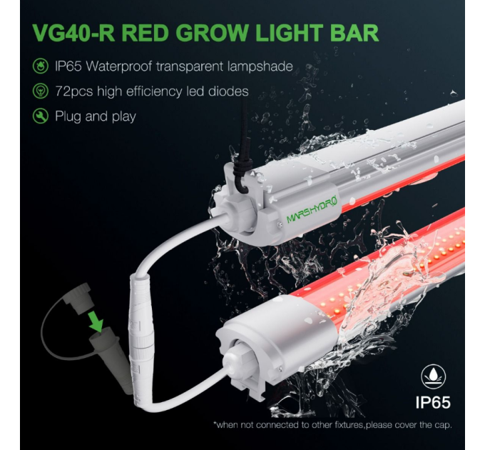 Світлодіодний світильник VG40 Red LED для вирощування кімнатних рослин, додатковий спектр 650-665nm