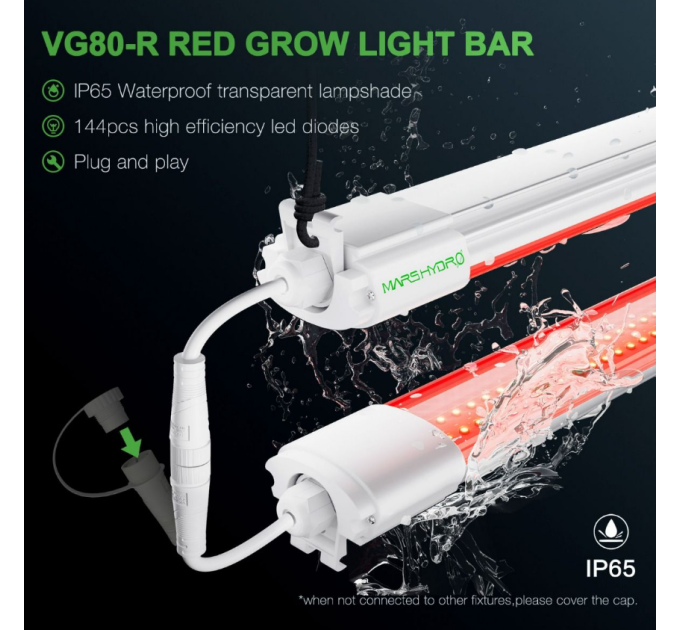Світлодіодний світильник VG80 Red LED для вирощування кімнатних рослин, додатковий спектр 650-665nm