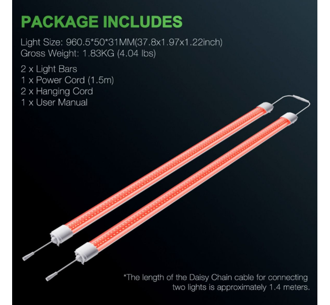 Світлодіодний світильник VG80 Red LED для вирощування кімнатних рослин, додатковий спектр 650-665nm