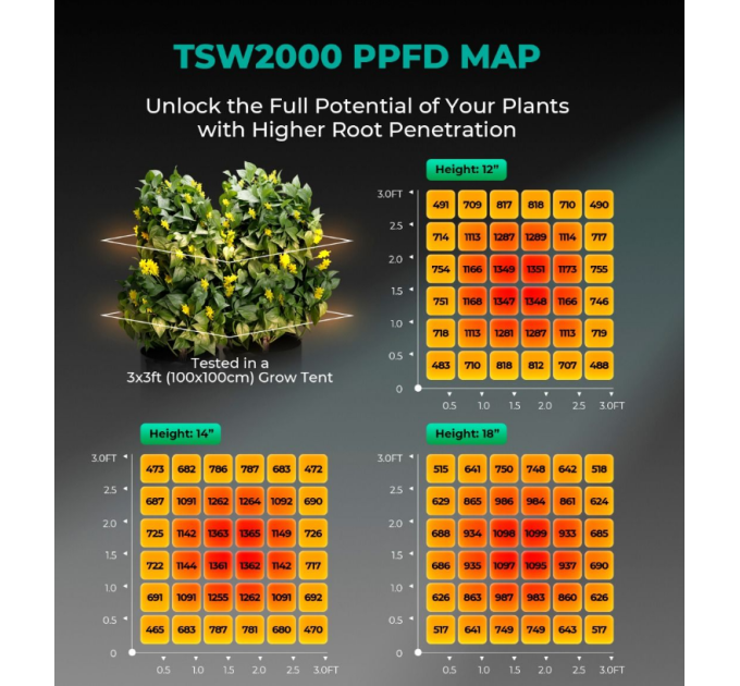 Світлодіодна лампа Mars Hydro TSW 2000 Full Spectrum Dimmable 300 Вт