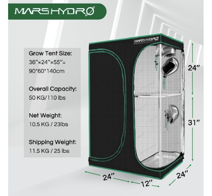 Гроубокс Mars Hydro 2-in-1 90X60X140 cm