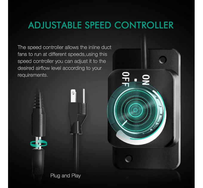 Комплект вентиляторів Mars Hydro 15см з inline-корпусом та контролером швидкості