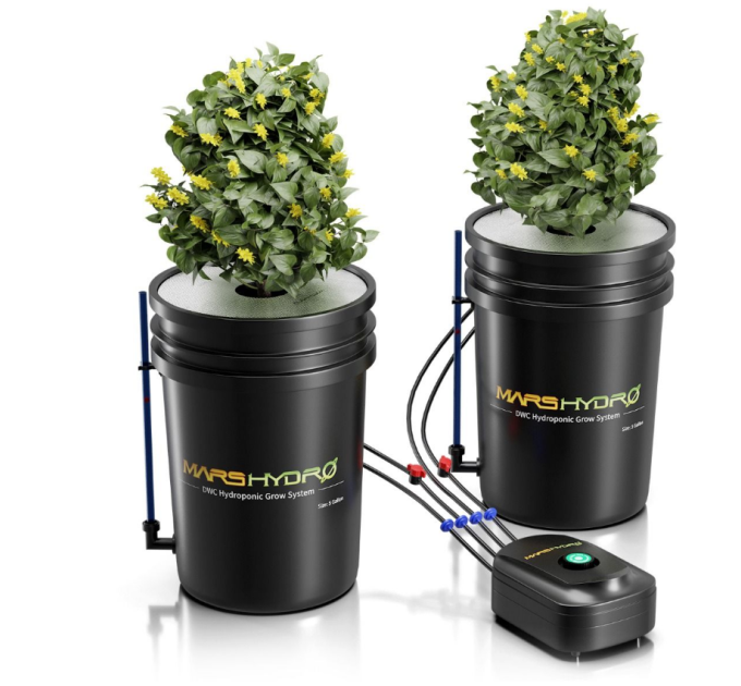 Гідропонна система Mars Hydro на 5 галонів DWC з 2 відрами (по 8 дюймів)