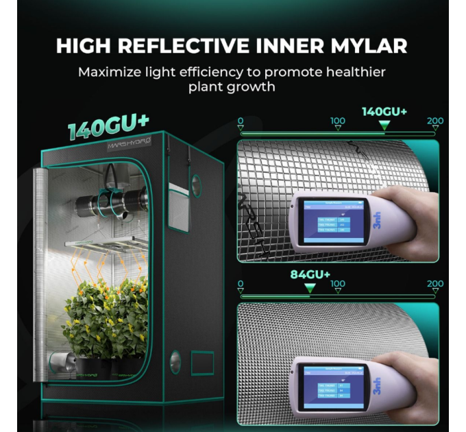 Гідропонний намет для вирощування -70x70x160 см