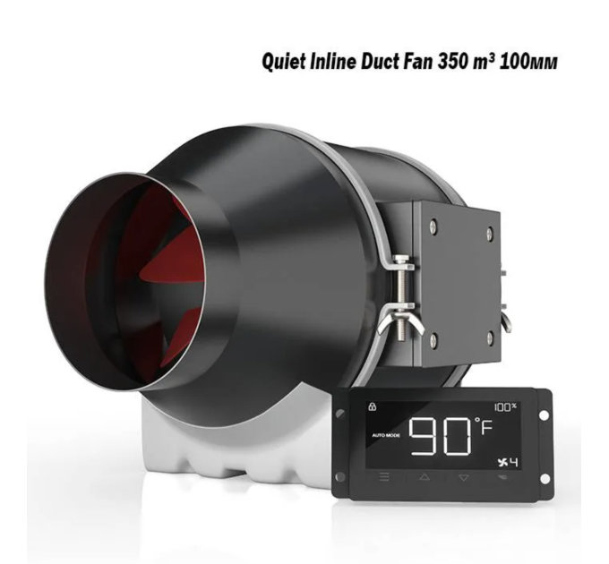 Канальний вентилятор з контролером температури та вологості Quiet Inline Duct Fan 350 m³ 100мм
