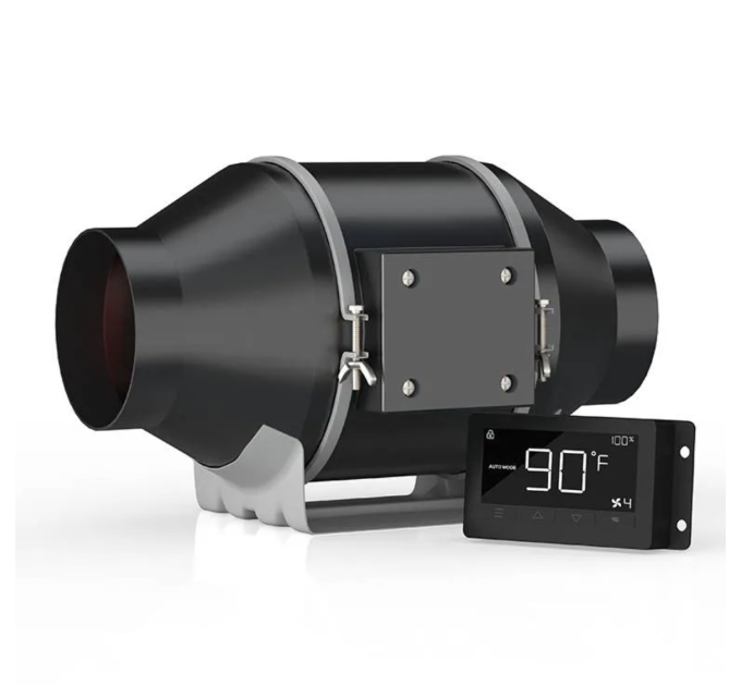 Канальний вентилятор з контролером температури та вологості Quiet Inline Duct Fan 930 m³ 200мм