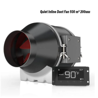 Канальний вентилятор з контролером температури та вологості Quiet Inline Duct Fan 930 m³ 200мм
