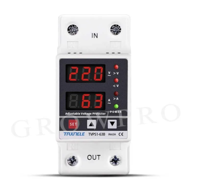 Реле Напруги Дін Taxnell з подвійним дисплеєм 40А 230 V