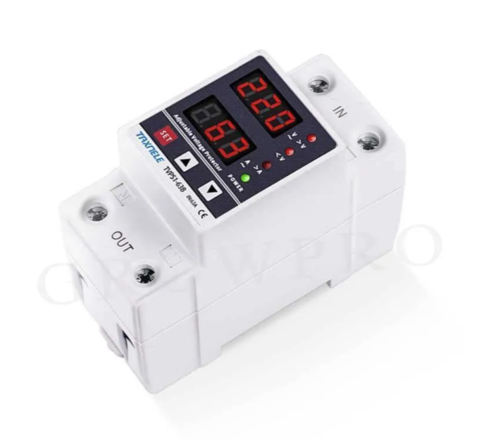 Реле Напруги Дін Taxnell з подвійним дисплеєм 40А 230 V