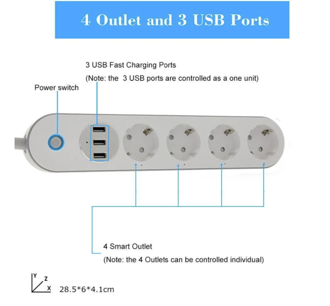 WiFi сетевой фильтр на 4 розетки SA-P402A