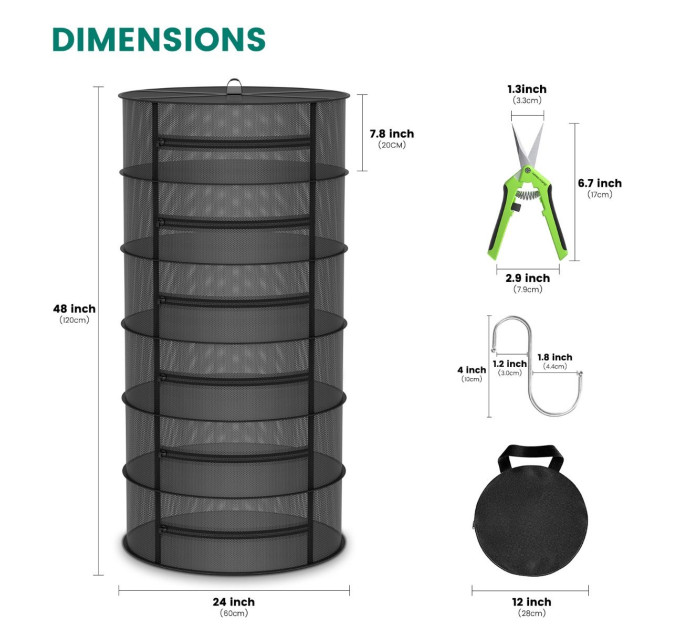 Mars Hydro 6-рівнева сітчаста сушарка для трав із секатором
