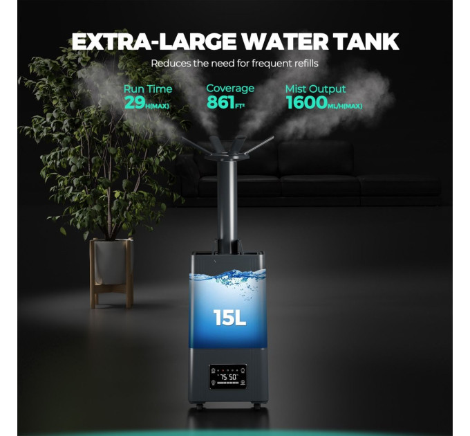 15-літровий зволожувач для рослин з ультразвуковим холодним туманом Mars Hydro 