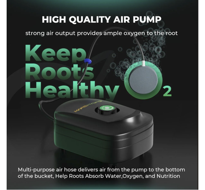 Киснева повітряна помпа для гідропонної системи DWC, 8 Вт, 7 л/хв, аератор для акваріума (лише повітряна помпа) Mars Hydro