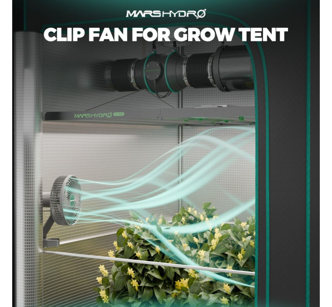 Вентилятор-кліпса Mars Hydro 6 дюймів для намету з автоматичним осцилятором